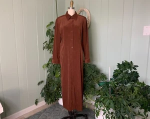 Vintage 1980s Brown Ultra Suede Midi Shirt Dress Doncaster - Picture 1 of 10