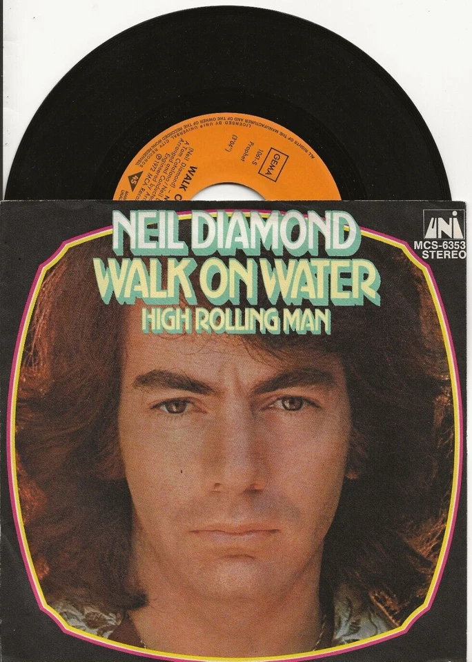 NEIL DIAMOND WALK ON WATER 1973 SINGLE FROM GERMANY, FAB PIC SLEEVE, MINT - Image 1 of 1
