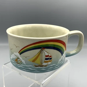 Vtg Otagiri Japan Rainbow Sailboat on Ocean Soup Bowl Mug 1970s Sailing Nautical - Picture 1 of 8