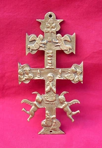 Antikes Patriarchalkreuz Erzbischof französisches Messing 18. Jh. - Bild 1 von 5
