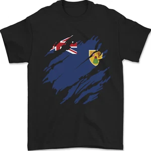 Torn Flag Turks and Caicos Islands Mens T-Shirt 100% Cotton - Picture 1 of 14