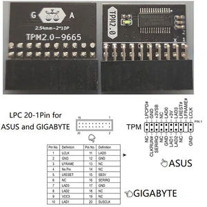 20-1 Pin 2*10P TPM2.0 Security Module for Gigabyte ASUS Protection Module Neu - Bild 1 von 2