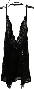 Victorias Secret Black Lace Bustier Corset Garter Dress Size S Halter Neck Sheer - Picture 1 of 18