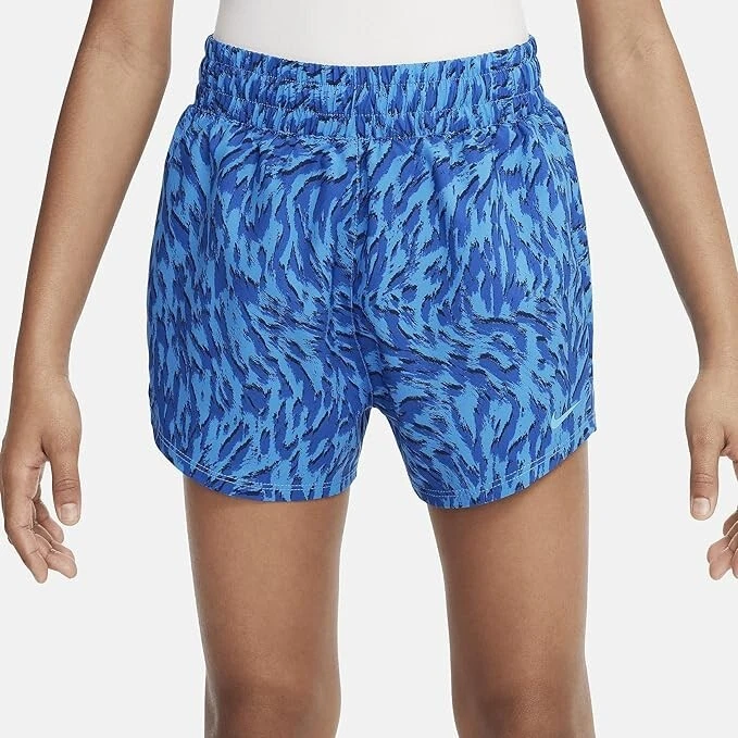 Nike One Standard Fit Animal Print Shorts Dri-Fit Blue FQ4527-435 Size Large