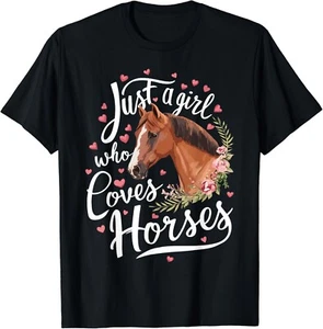 Just A Girl Who Loves Horses Horse Gift Unisex T-Shirt - Picture 1 of 3
