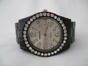 Versales Women's Black Cuff Band Analog Watch Fashion Rhinestones - Picture 1 of 12