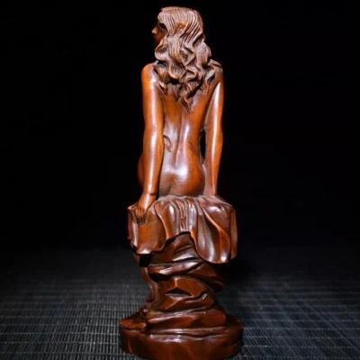 Sexy hermosa estatua de mujer hermosa tallada en madera de boj chino escultura de madera decoración Foto 1 de 4