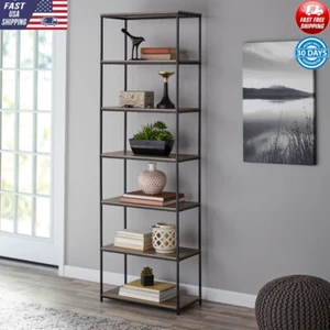 6-Shelf Bookcase Open Shelves Durable Metal Frame Storage Organizer Display NEW - Picture 1 of 6