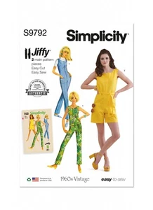Simplicity Jiffy SEWING PATTERN S9792 Misses Retro 1960s Jumpsuit In 2 Lengths - Picture 1 of 7