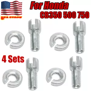 4pc 8mm Chrome Brake Clutch Cable Adjuster Nut Bolts For Honda CB350 500 CB750 - Foto 1 di 9