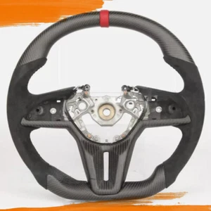 2017+ Matte Carbon Fiber Steering Wheel Replace For Nissan GTR R35 W/ CF Trim  - Picture 1 of 8