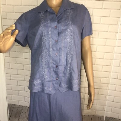 Traje Chaqueta y Falda Colección JM Talla 10 Azul 97% Poliéster Azul Foto 1 de 4