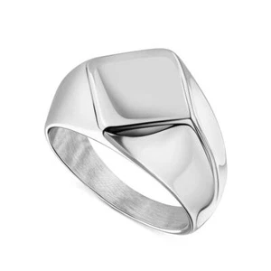 Herren Ring Silber Edelstahl 750 Weißgold 18 Karat vergoldet WASSERFEST R5628DL - Picture 1 of 2