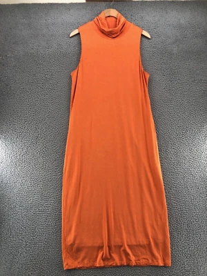 Vestido Cremieux Mujer Grande Naranja Cuello Alto Camiseta Midi Sin Mangas Elastizado Foto 1 de 4