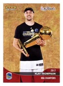 2016-17 PANINI INSTANT WARRIORS CHAMPIONS KLAY THOMPSON 2017 NBA FINALS TROPHY! - Picture 1 of 2