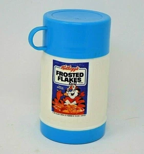 Termo vintage 1995 Kelloggs Company Frosted Flakes Tony The Tiger azul blanco - Imagen 1 de 2