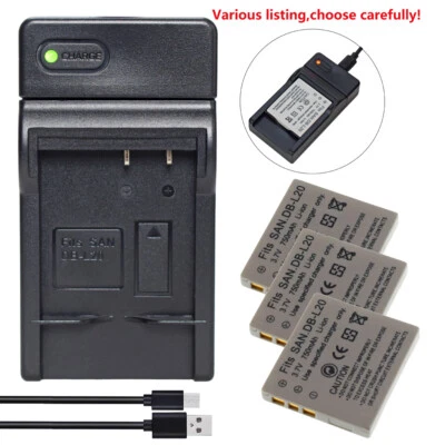 Batería o cargador para Sanyo DB-L20 Xacti E1 VPC-CA9 VPC-J4 VPC-C1 Fisher FVD-C1 Foto 1 de 4