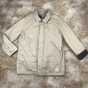 Eddie Bauer Field Jacket Canvas Beige Barn Chore Corduroy Collar Size Large - Picture 1 of 20