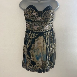 Bebe Womens Size XS Sweetheart Strapless Bubble Mini Dress 100 Percent Silk - Picture 1 of 19