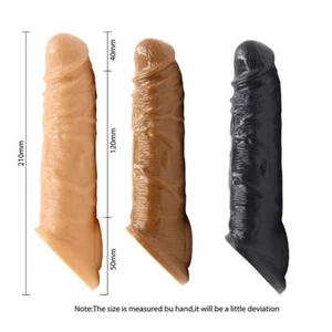 Funda de pene masculino mangas más grandes circunferencia reutilizable condón extensor-alargador potenciador - Imagen 1 de 18