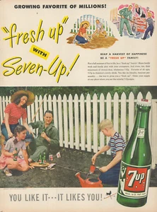 1947 7 Up Soda Drink Growing Favorite of Millions Planting Garden Vtg Print Ad - Picture 1 of 1
