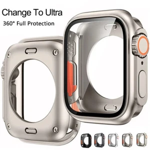 PC Gehäuse Hartglas Displayschutzfolie für Apple Watch 9 8 Wechsel auf Ultra 49mm - Bild 1 von 20
