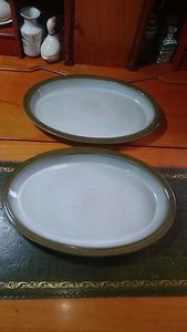Einzelne Vintage ovale grün auf weiß Servierplatte von Moira Pottery - Bild 1 von 8
