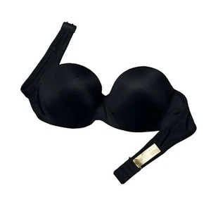 Belvu Lingerie Strapless Push Up Bra Solid Black 1305002 Stretch Size 38B - Picture 1 of 8