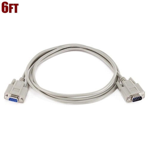 6FT Null Modem Serial RS 232 DB9 DB-9 DE-9 Male to Female Molded Cable ...