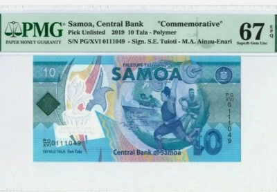 2019 SAMOA 10 TALA 'COMMEMORATIVE' PMG67 EPQ SUPERB GEM UNC @ POLYMER - Image 1 of 2