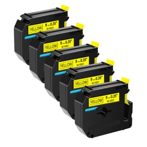 5PK M621 MK621 M-K621 Black On Yellow Label Tape Fits For Brother PT-70 3/8" - Picture 1 of 12