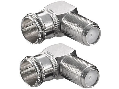 2 F-Quick Stecker SAT F-Buchse 90° gewinkelt Winkel Adapter Schnellstecker Kabel - Bild 1 von 3
