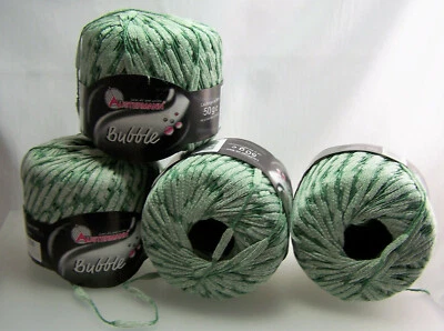 Austermann Bubble Yarn Cotton Nylon Blend Green Yarn Artsy 4 Balls Made in Italy - Image 1 of 3