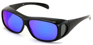 Large Polarized Fit Over Glasses Sunglasses 63mm Frame Mirror Unisex Taiwan Made - Picture 1 of 26