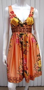 NWT Forever 21 Beautiful Embroidered Floral Print Dress Size S Small Orange - Picture 1 of 7