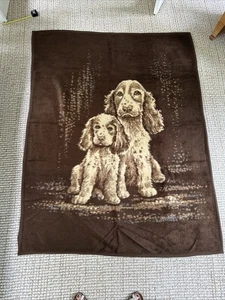 Vintage Ibena Large Throw Reversible Blanket Spaniel Dogs 76X56” - Picture 1 of 18