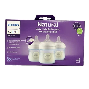 Philips Avent Natural Baby Bottle Natural Response Nipple Blue 4oz 3pk SCY900/23 - Picture 1 of 1