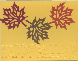 HAPPY FALL Die-Cut Leaves Blank Handmade Notecards (Set of 3) #259 - Picture 1 of 2