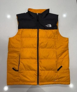 The North Face Men’s 550 Orange Black Size Large Puffer Down Vest - Picture 1 of 13