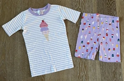 Hanna Andersson Girls Ice Cream Pajama Short Johns Size 140/US 10 EUC - Image 1 of 4
