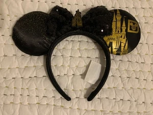 Disney Parks Disney World Cinderella Castle Black & Gold Minnie Ears Headband - Picture 1 of 3