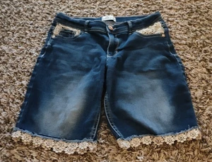 Jordache Shorts Girls 14 Dark Wash Cotton Stretch Denim Blue - Picture 1 of 7