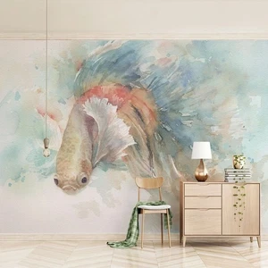 Vlies Fototapete Wandtapete Wandbilder Handgemalte Aquarell Kampffische 2824 - Bild 1 von 3