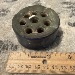 Vintage blauer Keramik Blumenfrosch  - Bild 1 von 7