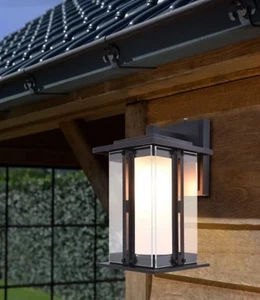 Lutec Craftsman Style LED Wall Lantern, Matt Black Aluminum with Glass Panels - Picture 1 of 6
