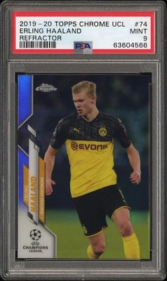 2019 Topps Chrome UEFA Champions League Erling Haaland Refractor Dortmund PSA 9 - Image 1 of 2