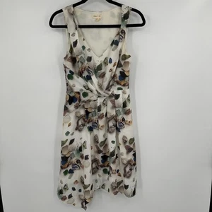 Meadow Rue Kleid Damen 0 weiß bunt ärmellos Twist Front Midi abstrakt - Bild 1 von 8