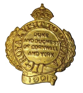 Duke & Duchess of Cornwall & York Visit to OTTOWA 1901 PIN BADGE Rare VTG - Picture 1 of 9