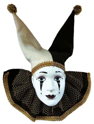 DE COLECCIÓN ÚNICA PORCELANA BUFÓN ARLEQUÍN MÁSCARA FACIAL ART DECO MARDI GRAS PAYASO Foto 1 de 4