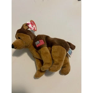 Ty Beanie Baby Courage The Dog Beanie Baby 2001 USA Flag Patch - Picture 1 of 3